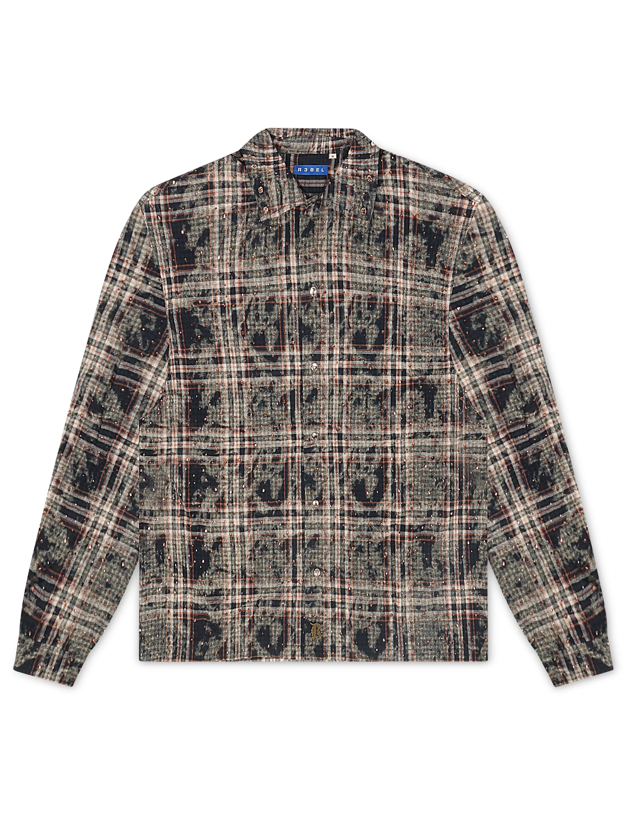Rebel Denim Rhinestone Flannel - Navy